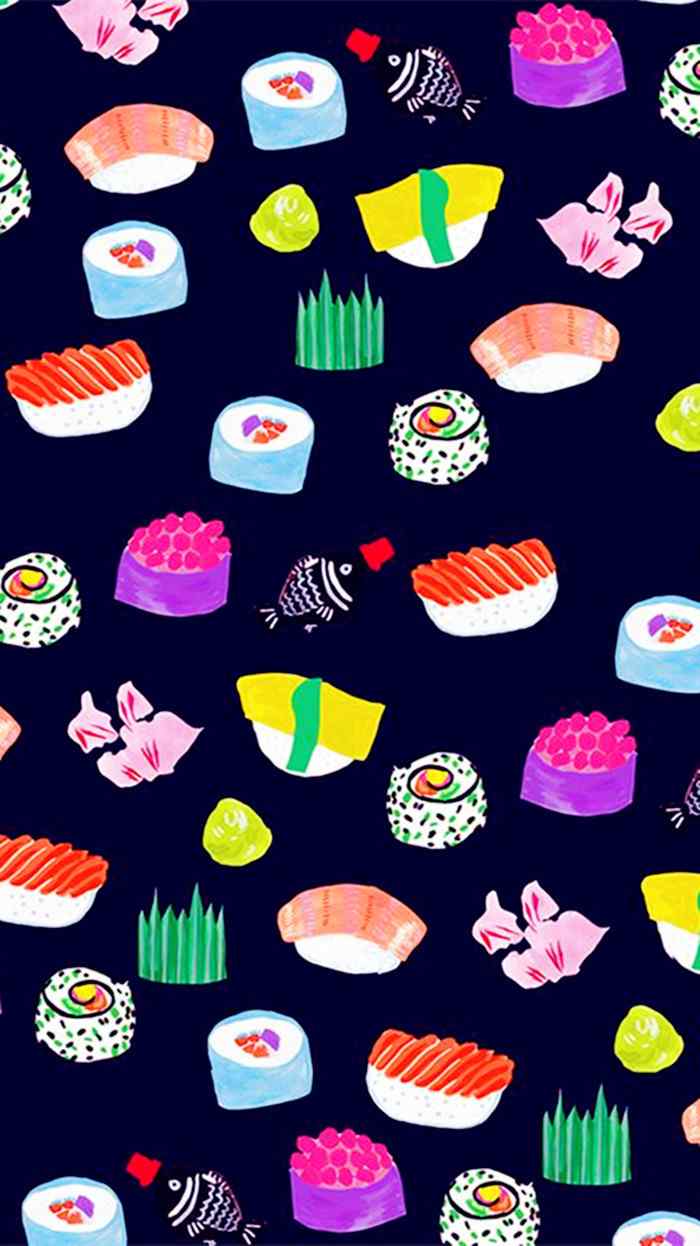 寿司卡通五彩斑斓寿司手机壁纸