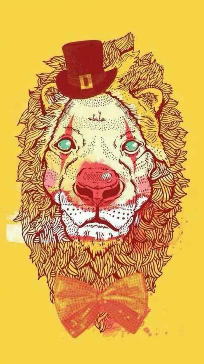 狮子座插画简约手机壁纸