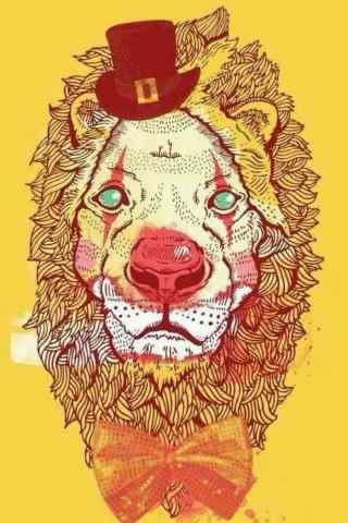 狮子座插画简约手机壁纸