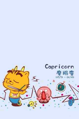 摩羯座可爱卡通小猫手机壁纸