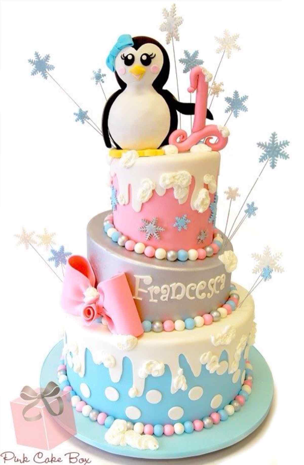 翻糖蛋糕创意小企鹅手机壁纸