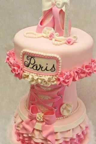 翻糖蛋糕粉色高跟鞋手机壁纸