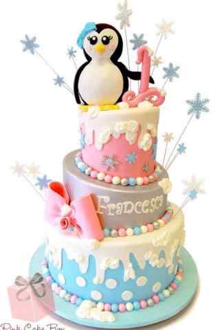 翻糖蛋糕创意小企鹅手机壁纸