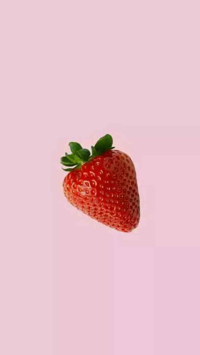 一颗草莓可爱粉色手机壁纸