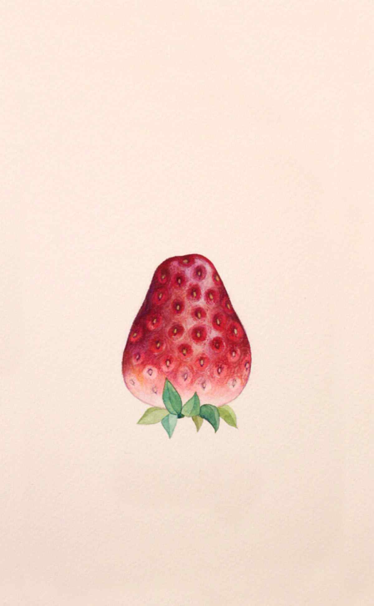 一颗草莓清新可爱手机壁纸
