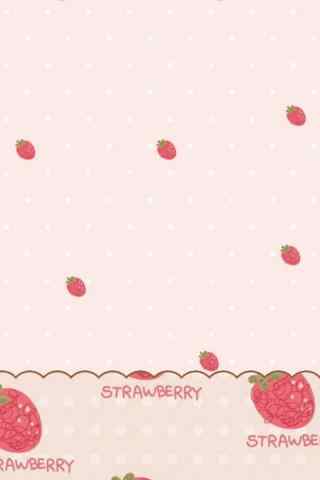 小清新可爱草莓粉色手机壁纸