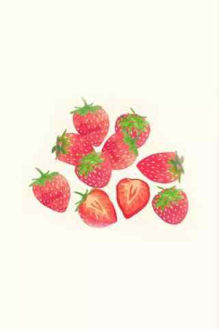 一堆草莓清新可爱