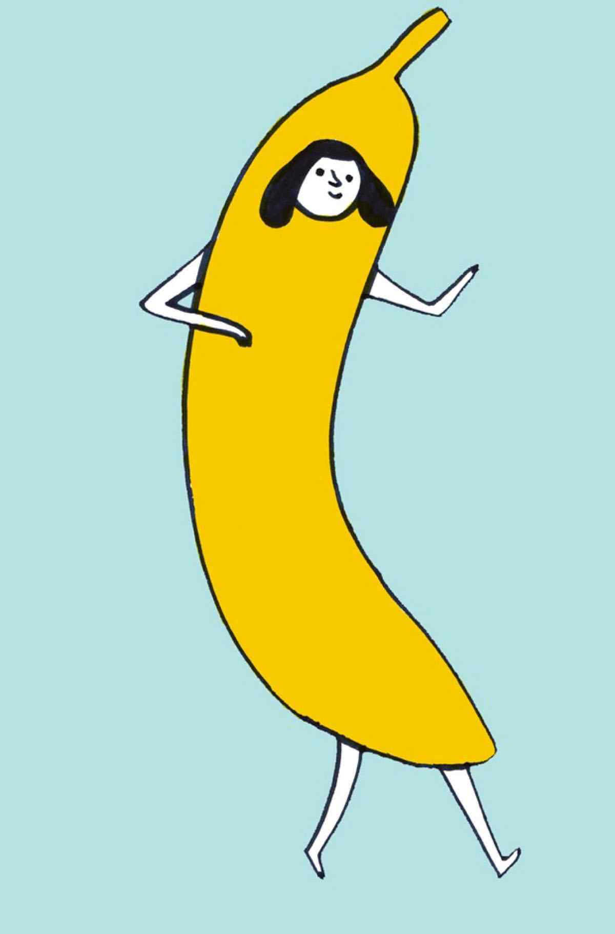 创意香蕉人像简约设计图片手机壁纸