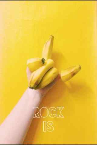 摇滚字样的创意香蕉图片手机壁纸