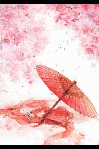 樱花树下的油纸伞