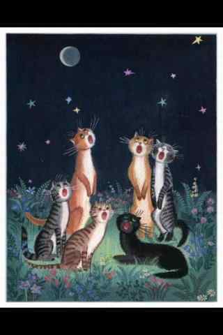一群可爱的猫咪手绘手机壁纸