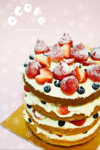 蓝莓草莓千层蛋糕手机壁纸