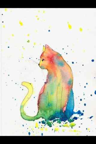 美丽的手绘猫咪手机壁纸
