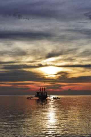 夕阳下的长滩岛风景手机壁纸