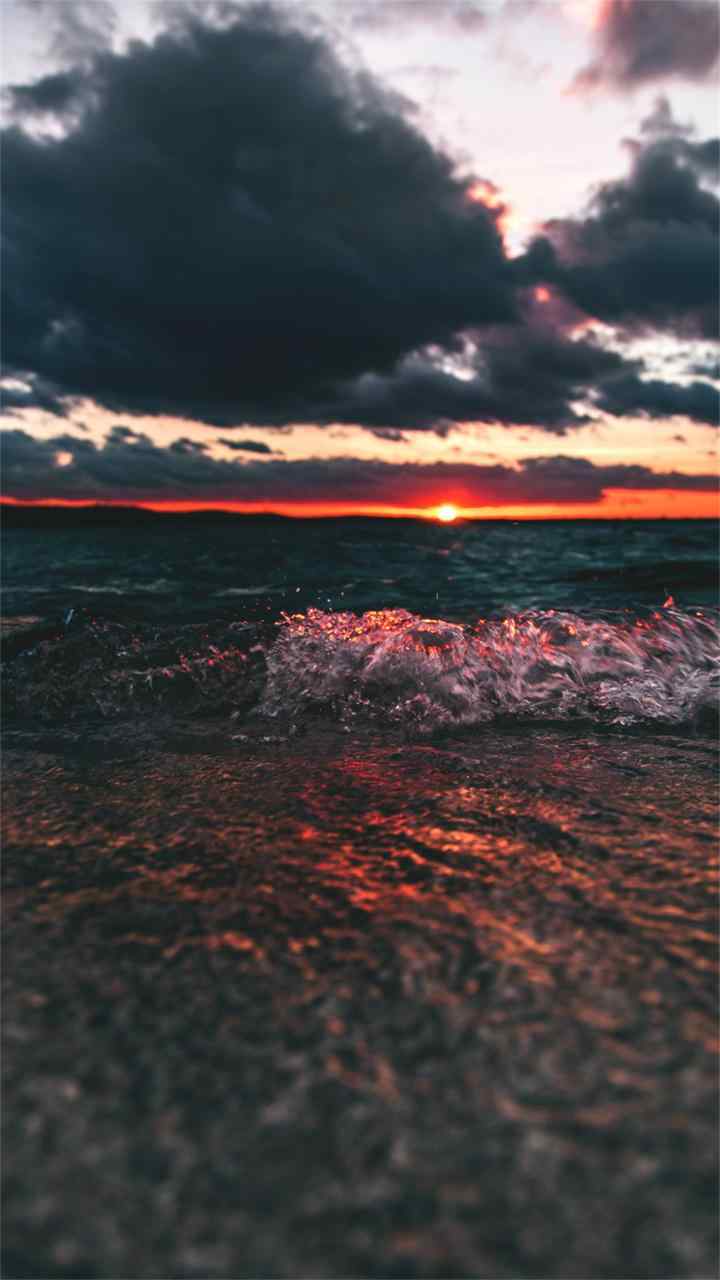 唯美海边日落晚霞风景高清高清手机壁纸