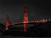 灯光下的红色吊索大桥超清桌面屏保图片
