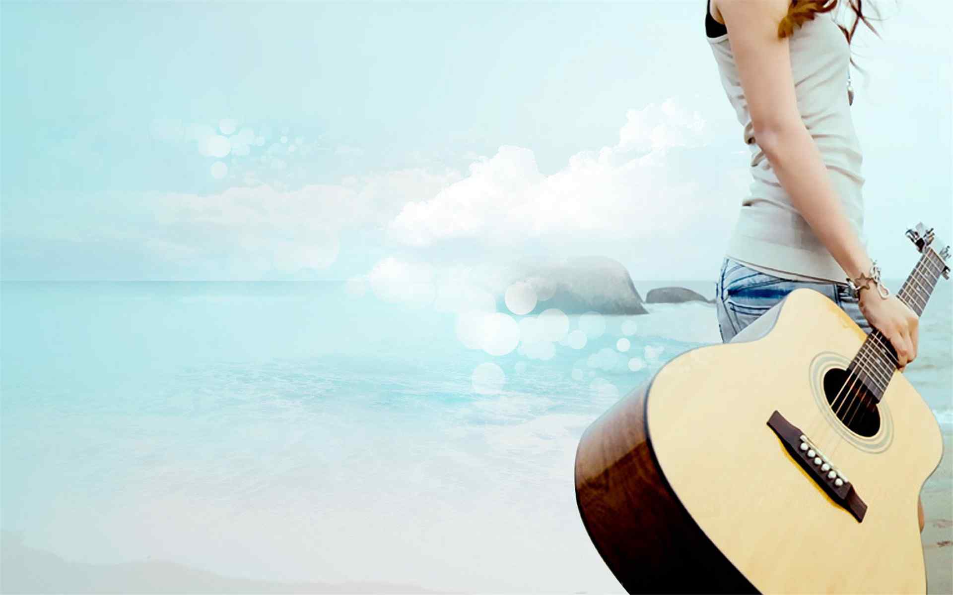海边弹吉他的文艺女生下载 海边弹吉他的文艺女生壁纸下载 - WAP天天