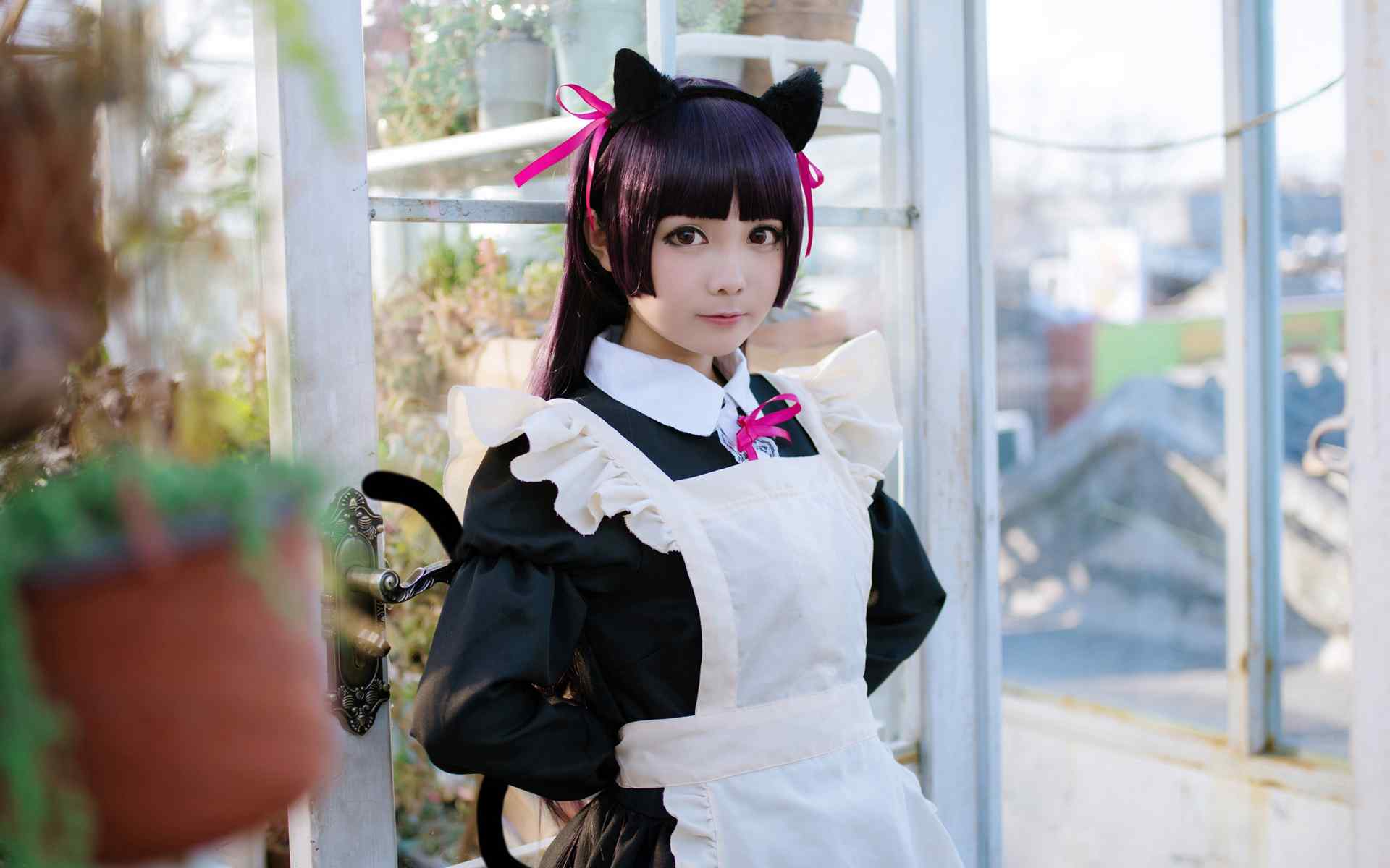 萌妹子cosplay五更琉璃黑猫高清桌面壁纸图片