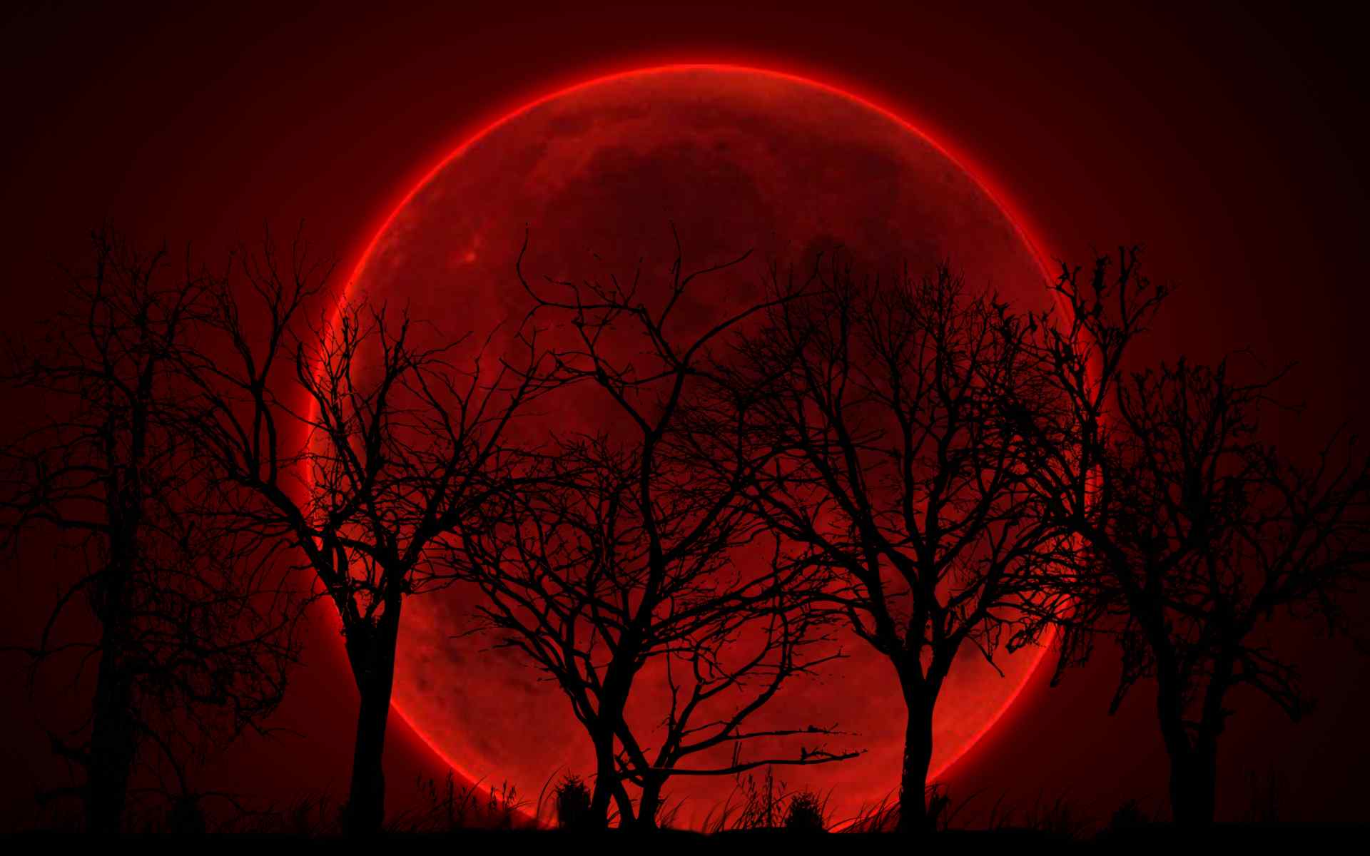 红色的超级月亮图片桌面壁纸