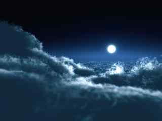 唯美云层上的明月