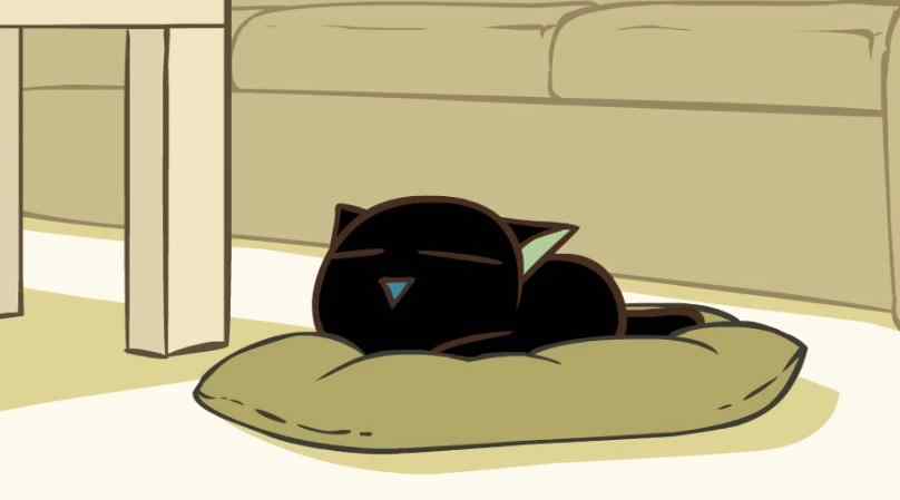 睡在猫垫上的罗小黑桌面壁纸