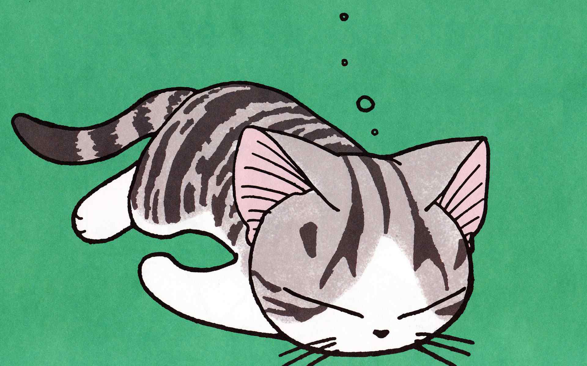 甜甜私房猫趴在地上漫画图片桌面壁纸