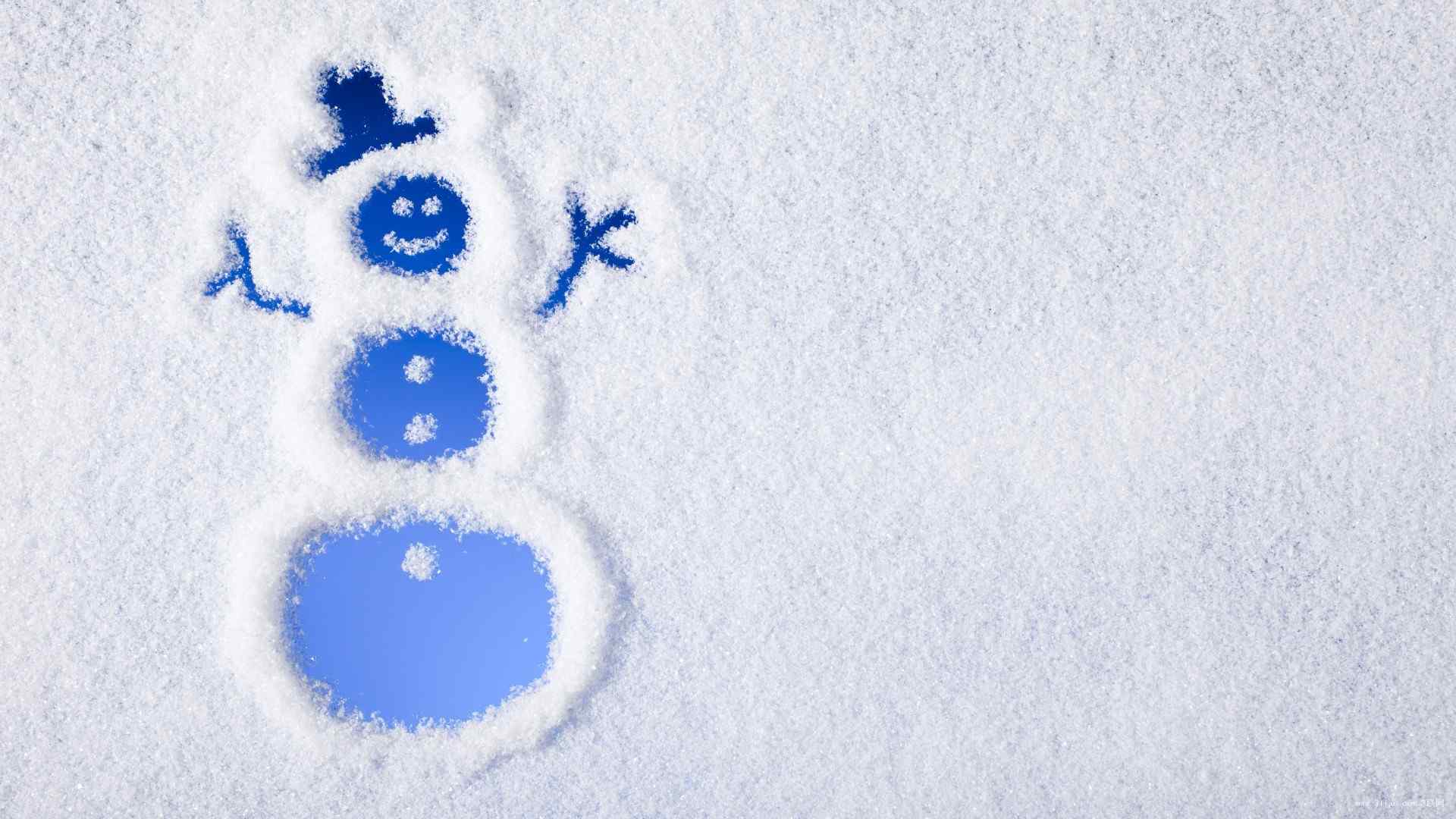 雪地手绘可爱小雪人桌面壁纸