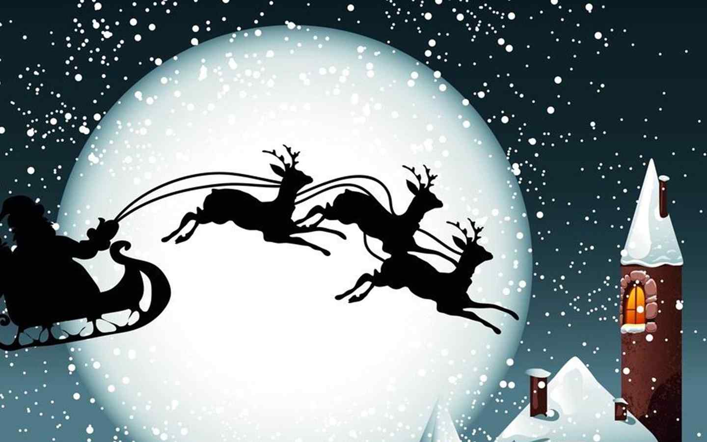 骑着麋鹿的圣诞老人卡通图片