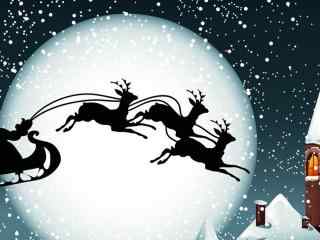 骑着麋鹿的圣诞老人卡通图片