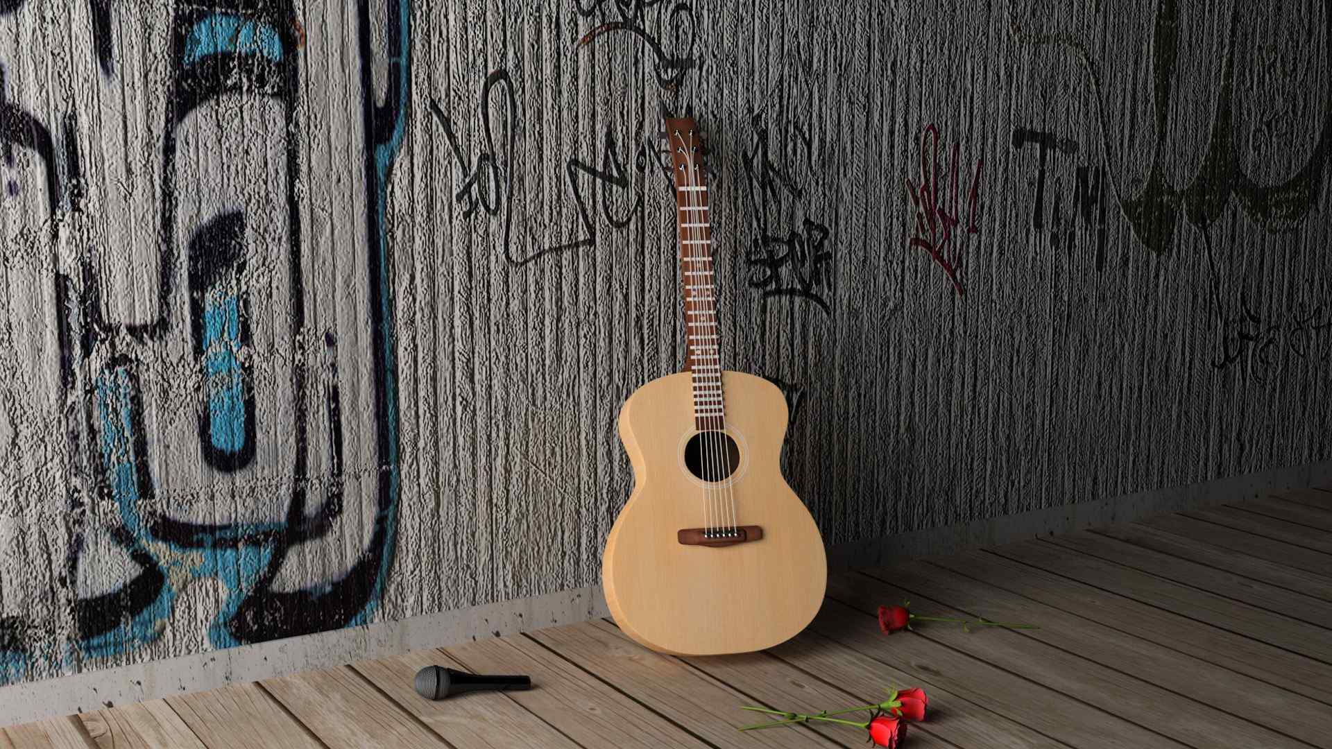 创意炫酷街头吉他桌面壁纸