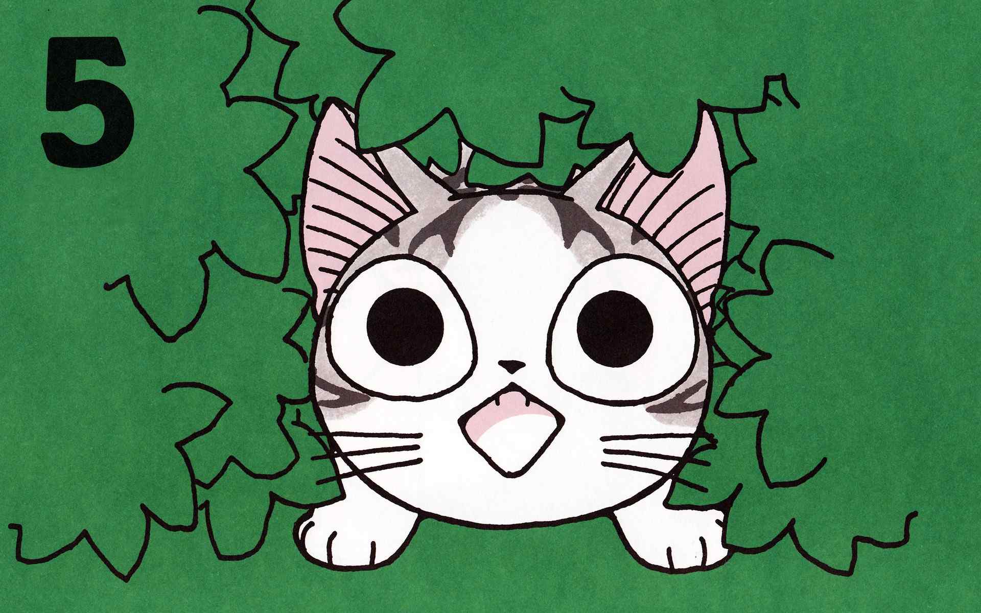 甜甜私房猫躲在树丛中的小起桌面壁纸
