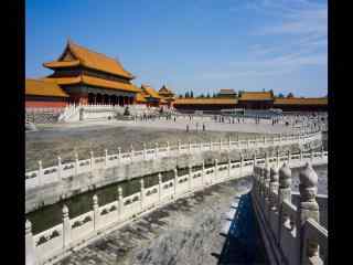 北京故宫太和门广场水池建筑图片高清桌面壁纸