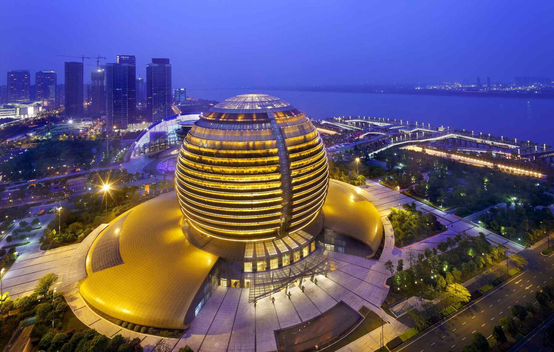 杭州建筑风景之钱江新城CBD国际会议中心高清桌面壁纸
