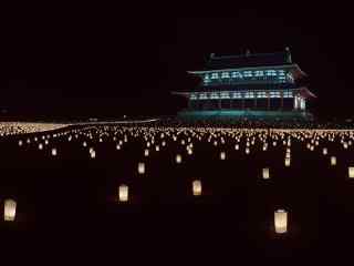 奈良名胜寺庙灯光夜景高清桌面