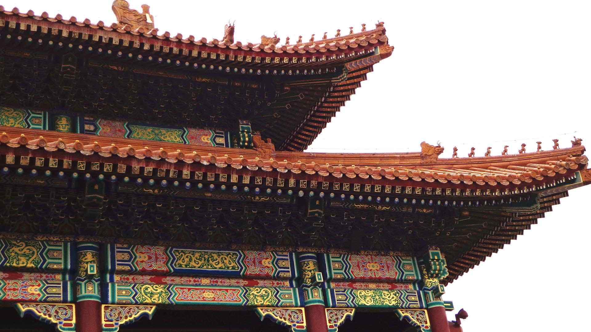 美丽的北京故宫房檐桌面壁纸
