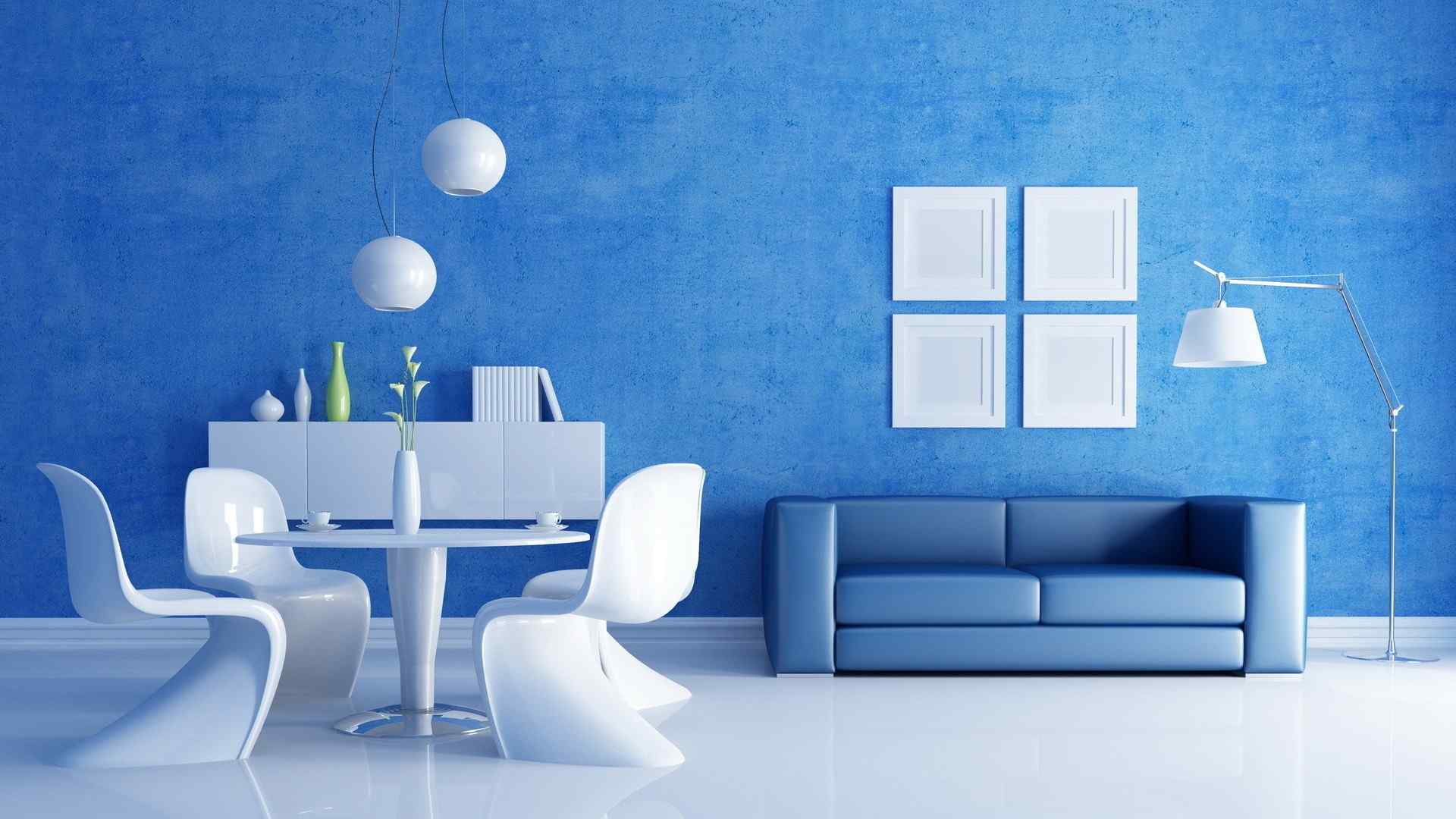 简约客厅清新蓝色家居电脑桌面壁纸