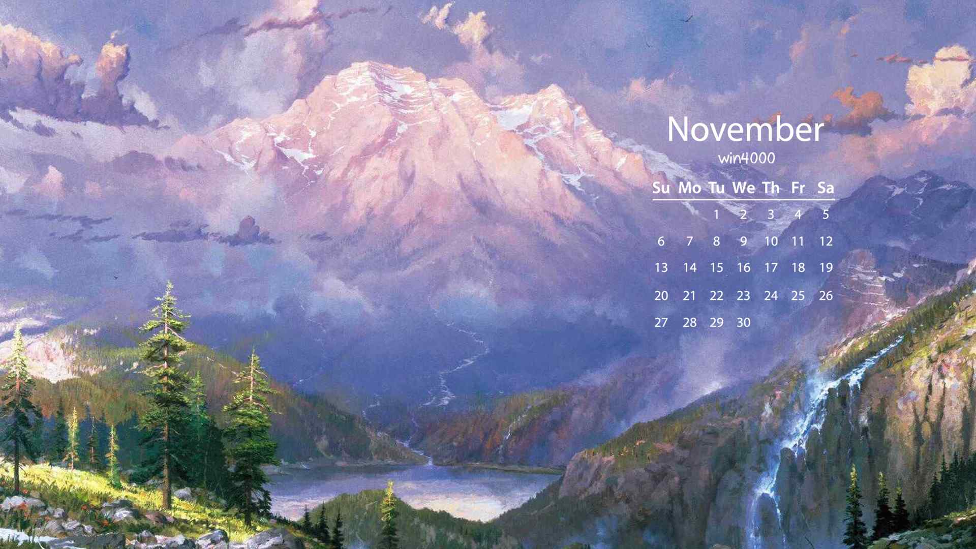 2016年11月日历唯美清新手绘风景电脑桌面壁纸