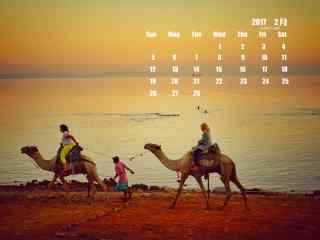 2017年2月日历壁纸之骑骆驼的人