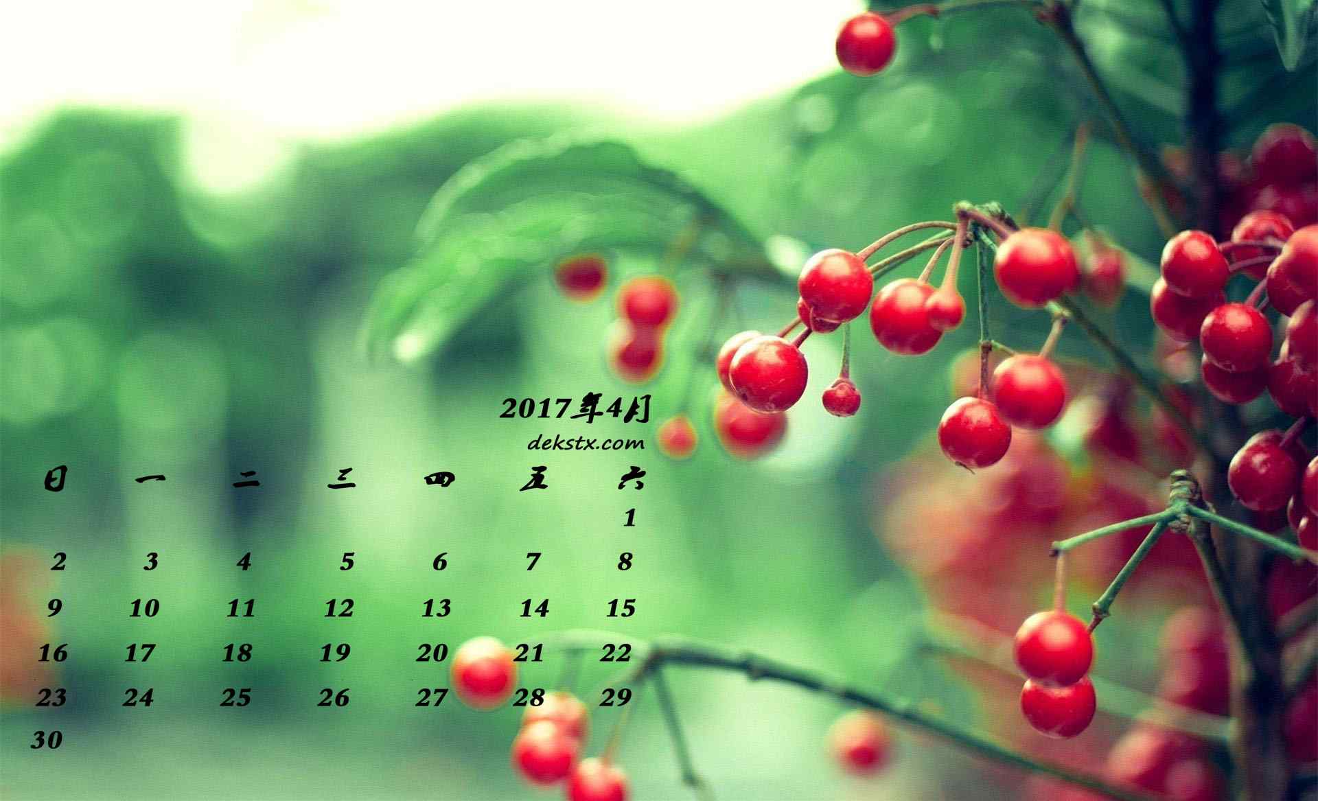2017年4月日历小清新植物壁纸