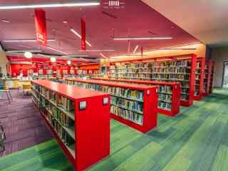 紅色圖書館設計桌