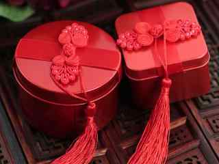 婚礼红色礼盒传统喜糖高清电脑壁纸