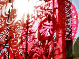 新年中国红剪纸图