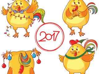 2017新年-创意卡通鸡新年图片