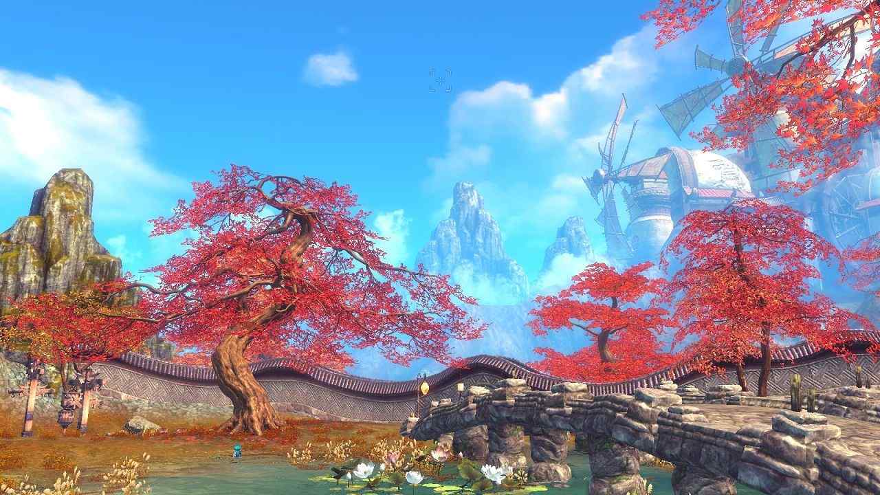 《剑灵》之美丽的红色枫树游戏场景桌面壁纸