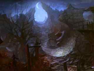 《剑灵》之苍凉的夜色游戏场景桌面壁纸