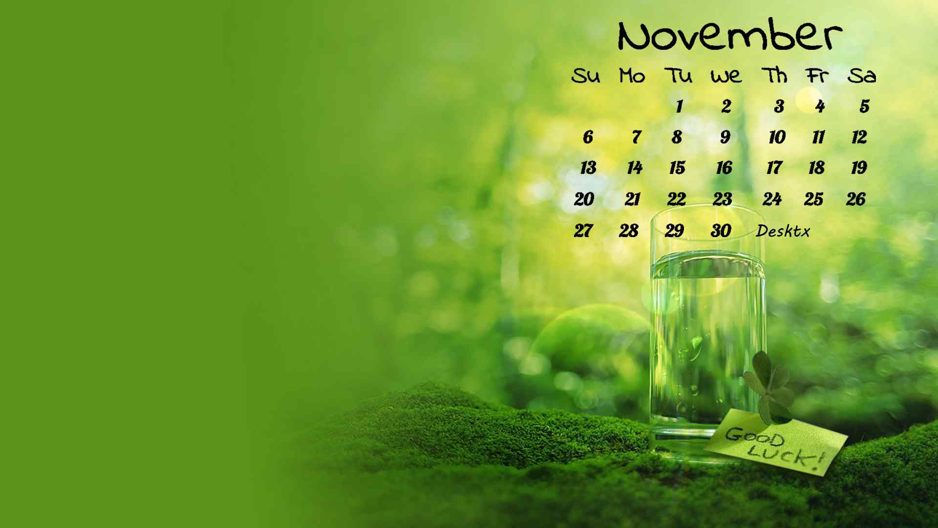 绿色护眼11月日历壁纸（5张）