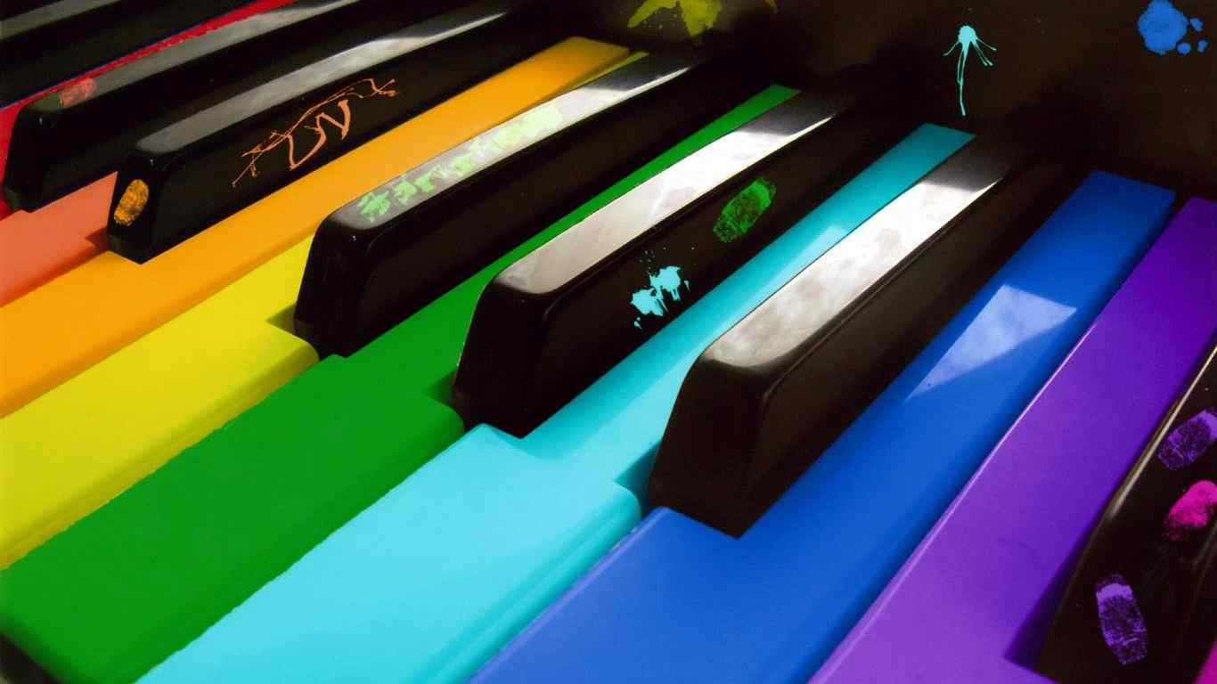 彩色钢琴键唯美图片桌面壁纸