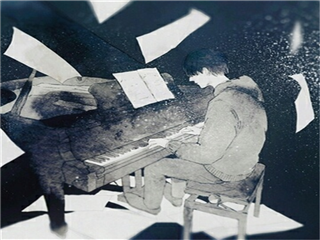 动漫男生弹钢琴头像图片