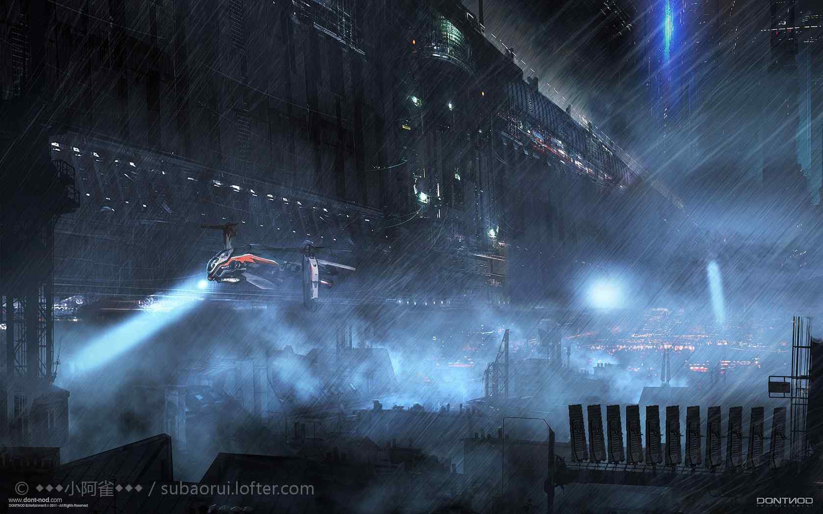 炫酷科幻未来城市战斗飞机桌面壁纸