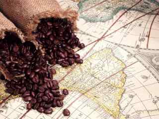 咖啡豆产地复古文艺地图桌面壁纸